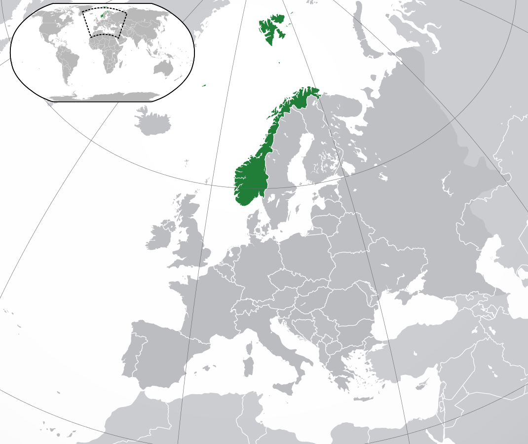 on the picture you see a map. The country Norway is in green color
